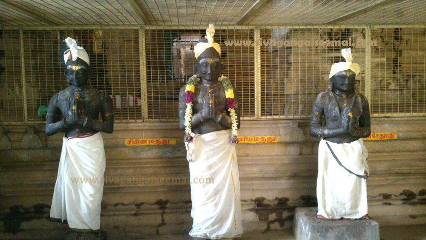 Maruthu Brothers Statue located inside the Kalayarkoil Temple